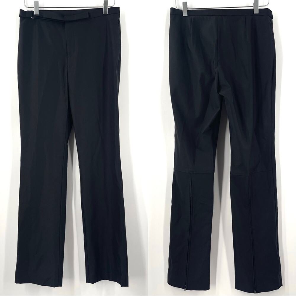 RALPH RALPH LAUREN Black Pants Size 8 Zipper Back Legs Shiny Nylon Spandex Work